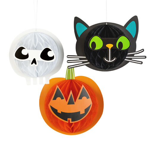56584 • Halloween-i dekoráció - lampion szett - tök, macska, koponya - papír - 20 cm - 3 db / csomag