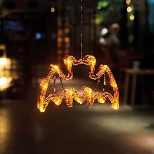56588C • Halloween-i világító dekoráció - denevér - tapadókorongos - 12 LED - 20 x 18,5 cm - 3 x AAA