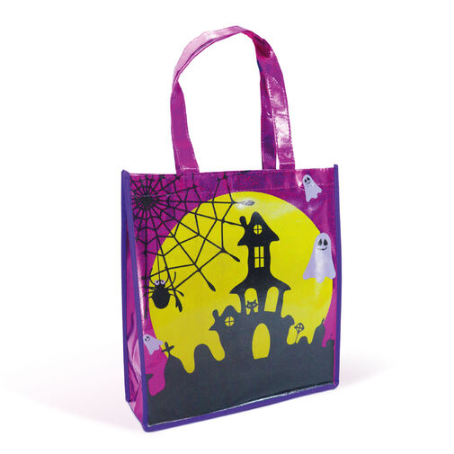 56590B • Halloween-i ajándéktáska - kastély - 30 x 33 cm - lila
