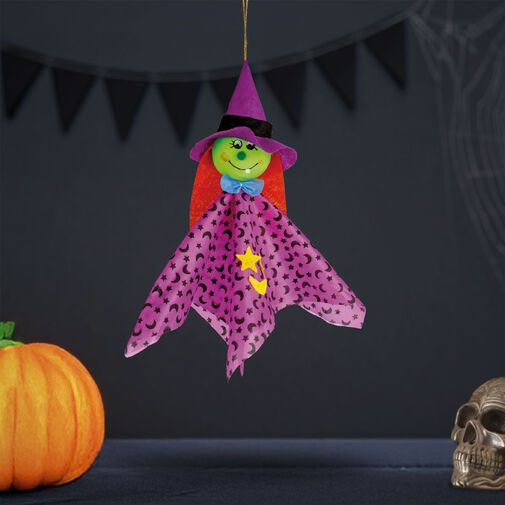 56594B • Halloween-i dekoráció - felakasztható - boszorkány - 48 x 44 cm