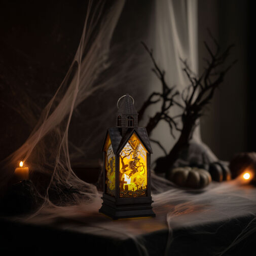 56600A • Halloween-i világító dekoráció - boszorkány - sárga LED - 17,5 x 6,3 x 6,3 cm - 3 x LR44