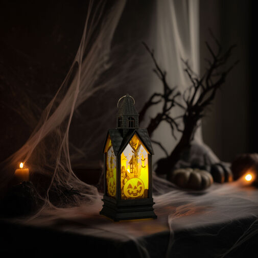 56600B • Halloween-i világító dekoráció - tök - sárga LED - 17,5 x 6,3 x 6,3 cm - 3 x LR44