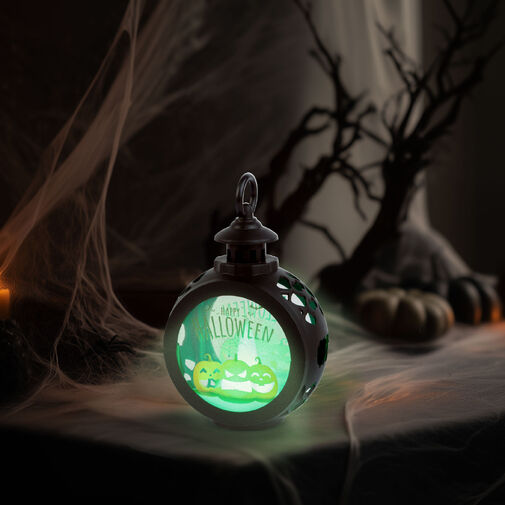 56602A • Halloween-i világító dekoráció - tök - felakasztható - RGB LED - 8,5 x 13,5 cm