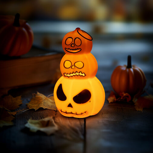 56603 • Halloween-i világító dekoráció - tök - melegfehér LED - 12 x 7,5 cm - 3 x LR1130