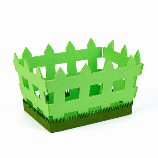 57962 • Húsvéti dekoráció - filc kosár - kerítés forma -  19,5 x 13,2 x 11,7 cm 