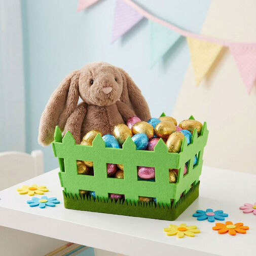 57962 • Húsvéti dekoráció - filc kosár - kerítés forma -  19,5 x 13,2 x 11,7 cm 