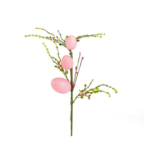 57965B • Húsvéti tojásfa ág - csillámos - rózsaszín - 40 x 16 cm