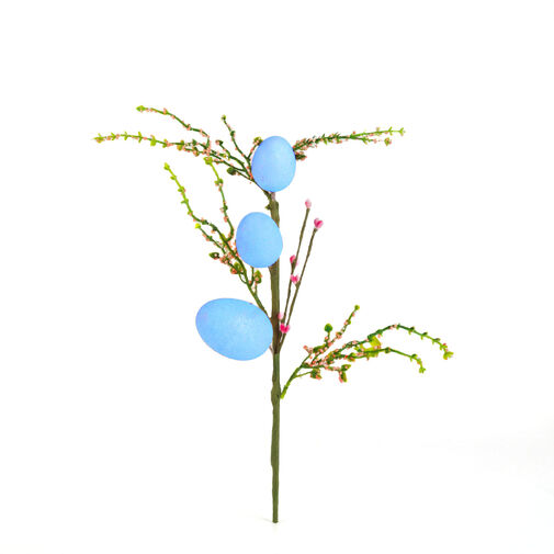 57965D • Húsvéti tojásfa ág - csillámos - kék - 40 x 16 cm