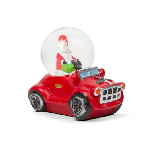 58061D • Karácsonyi hógömb - Mikulás autóval - 8,5 x 5,6 x 7 cm