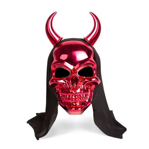 58185B • Fényes koponya maszk - piros ördög - felnőtt méret - 16 x 30 cm