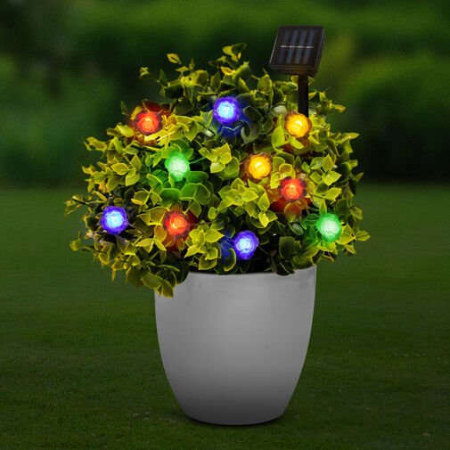 58218B • LED szolár fényfüzér - virág - 2,3 m - 20 LED - színes