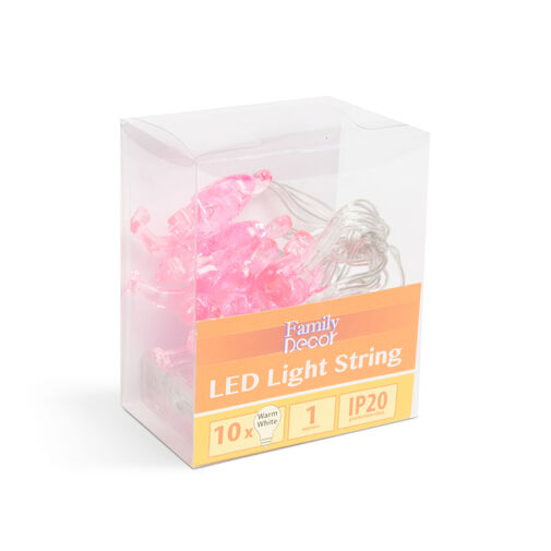 58219 • LED fényfüzér - flamingó - 1,1 m - 10 LED - melegfehér - 3 x AA