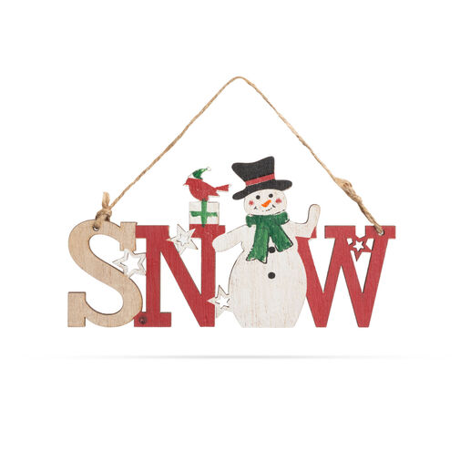 58250B • Karácsonyi dekor fából - hóember - akasztóval - 17 x 9 cm