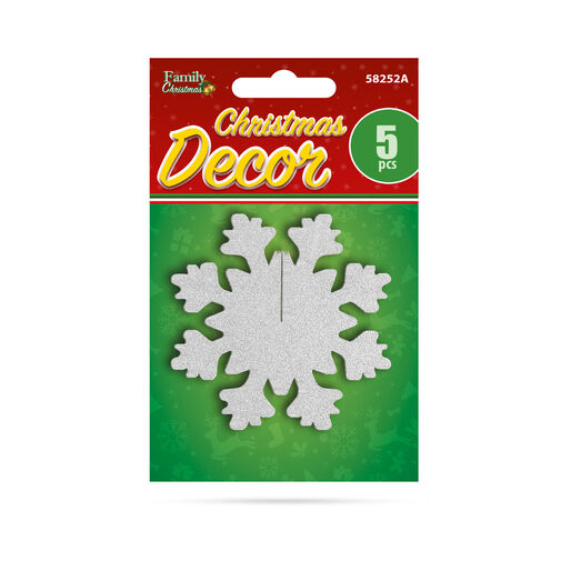 58252A • Karácsonyi dekor - jégkristály - ezüst  - 7 x 7 cm - 5 db / csomag