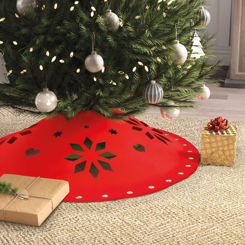 58276 • Karácsonyfa alá terítő - 90 cm x 3 mm - filc - piros