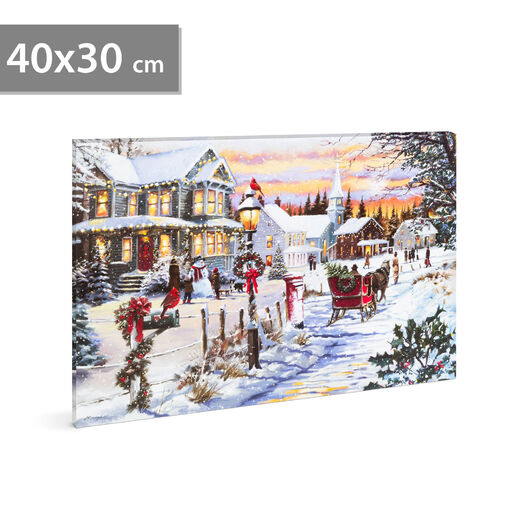 58457 • Karácsonyi LED-es hangulatkép - fali akasztóval, 2 x AA, 40 x 30 cm