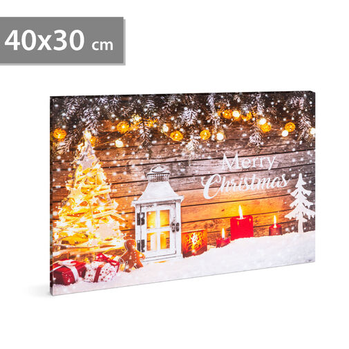 58458 • Karácsonyi LED-es hangulatkép - fali akasztóval, 2 x AA, 40 x 30 cm