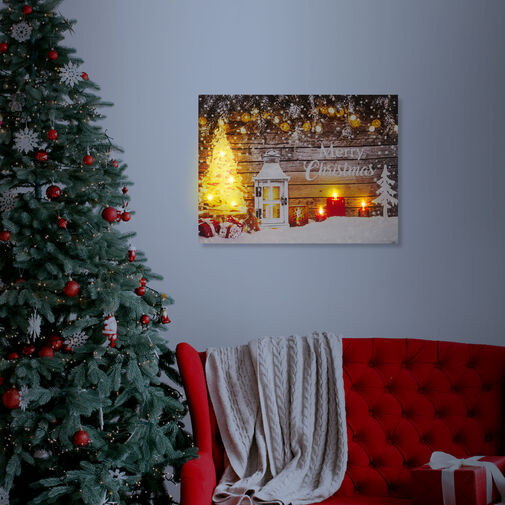 58458 • Karácsonyi LED-es hangulatkép - fali akasztóval, 2 x AA, 40 x 30 cm