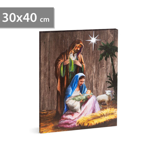 58462 • Karácsonyi LED-es hangulatkép - fali akasztóval, 2 x AA, 30 x 40 cm