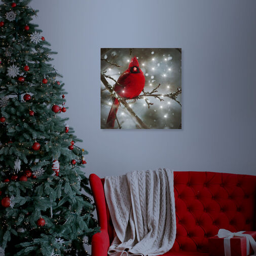 58478 • LED-es fali kép - vörös pinty - 30 x 30 cm