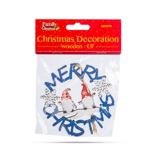 58547B • Karácsonyi dekoráció - fa, kék manó - 10 cm