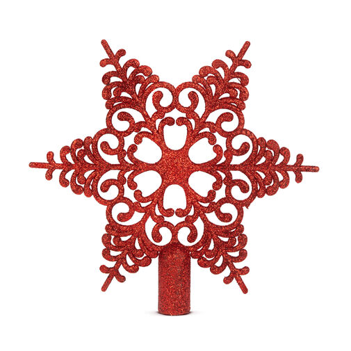 58608C • Karácsonyfa csúcsdísz - hópehely alakú - 20 x 20 cm - piros