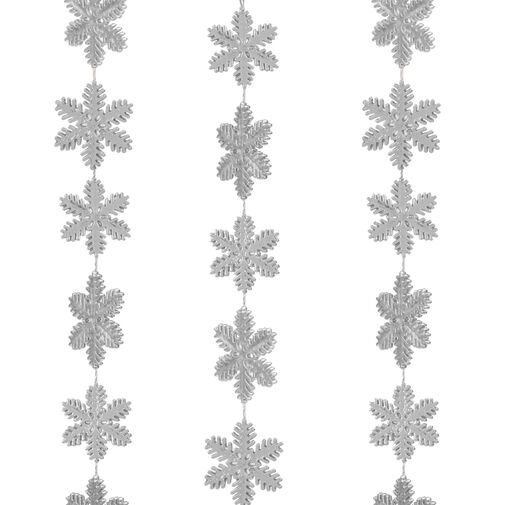 58616C • Karácsonyi girland - hópehely - 2,7 m - ezüst