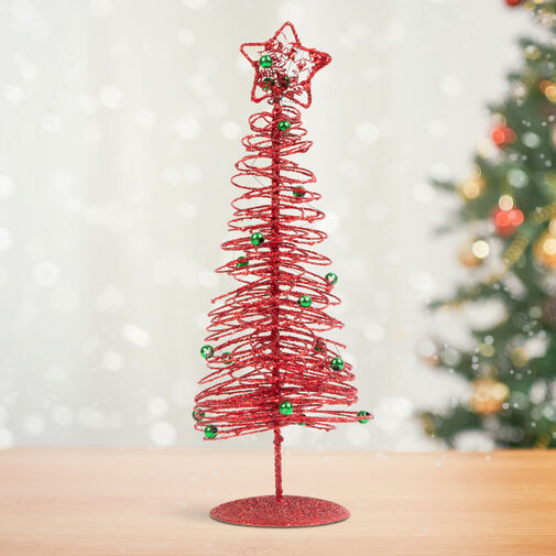 58622A • Karácsonyi, glitteres, fém karácsonyfa - 28 cm - piros