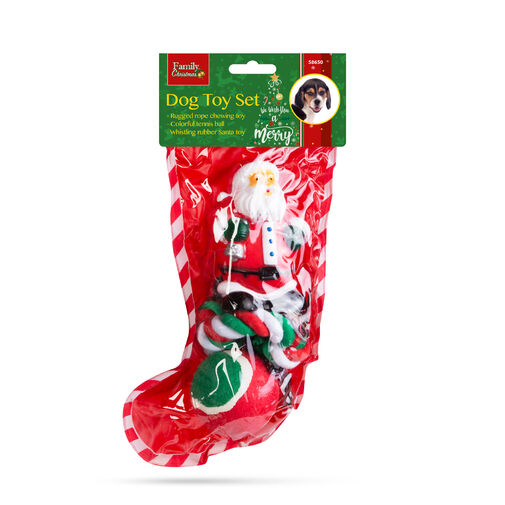 58650 • Karácsonyi kutyajáték szett - labda, kötél, mikulás