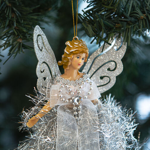 58682B • Karácsonyi dekor - angyal - 20 x 20 cm - ezüst