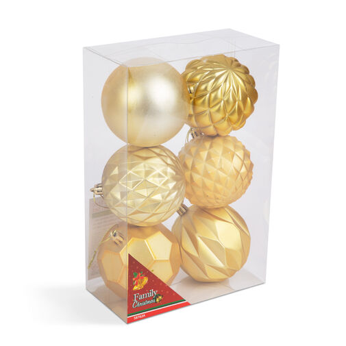58762A • Karácsonyfadísz szett - gömbdísz - arany - 6 db / csomag