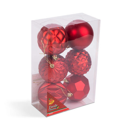 58762C • Karácsonyfadísz szett - gömbdísz - piros - 6 db / csomag
