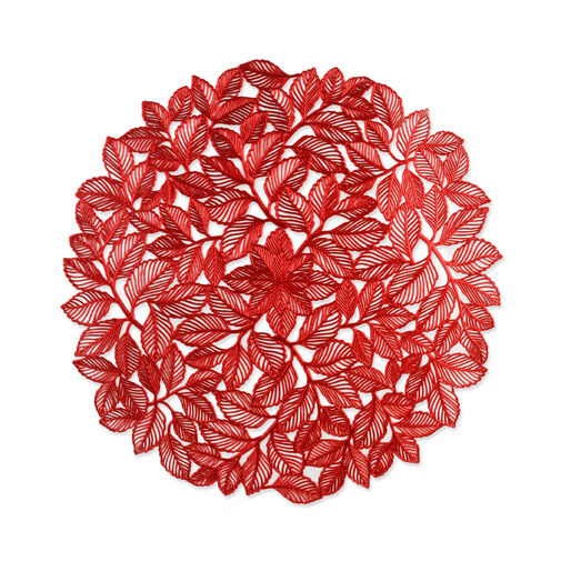 58861D • Tányéralátét - piros  - fémes hatású - kör - PVC - 38 cm