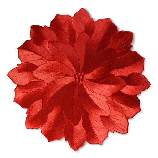 58862D • Tányéralátét - piros - fémes hatású - virág - PVC - 38 cm