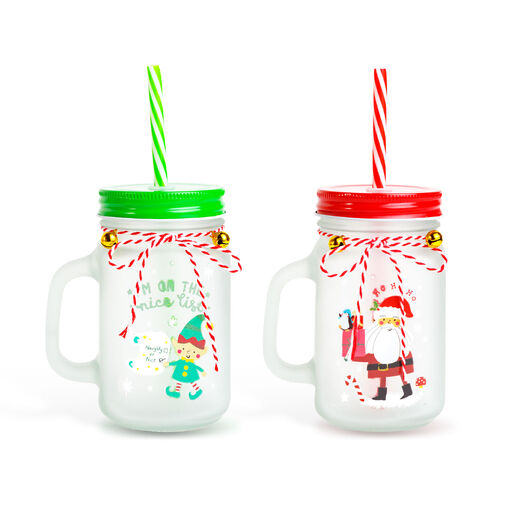 58864 • Karácsonyi pohár szívószállal - 450 ml - 2 féle