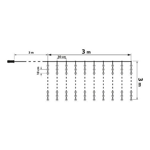 58905B • Fényfüggöny - 300 db hidegfehér microLED-del - 3 x 3 m - 230V - távirányítós