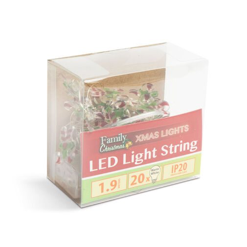 58927 • LED fényfüzér - cukorbot - 2,2 m - 20 LED - melegfehér - 2 x AA