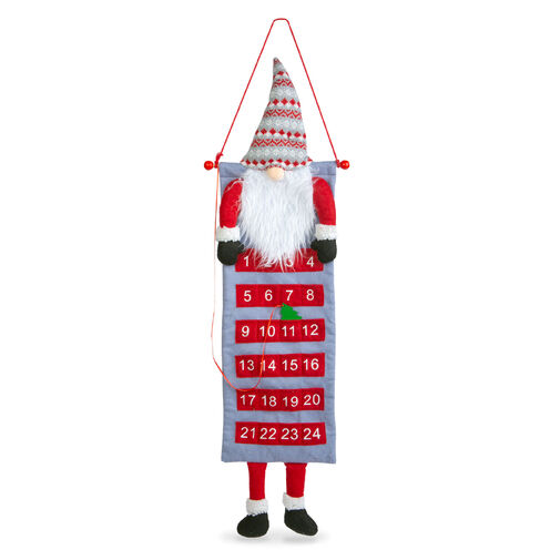 58964 • Fali adventi naptár - 3D skandináv manóval - textil - 100 x 28 cm