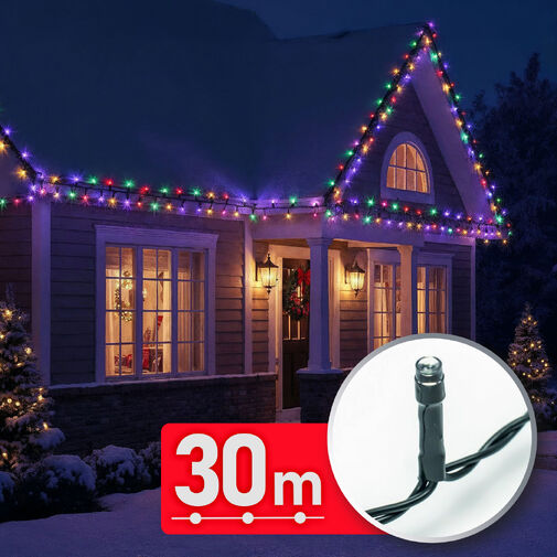59769 • Fényfüzér - 30 m - színes - 600 LED - 220-240V - 6W - zöld kábel