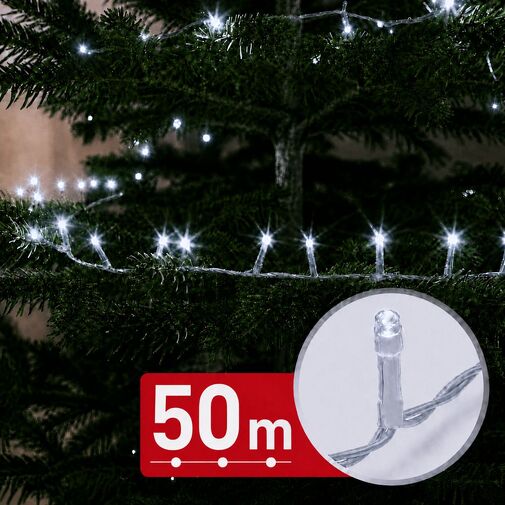 59771C • Fényfüzér - 50 m - hidegfehér - 1000 LED - 220-240V - 9W - átlátszó kábel
