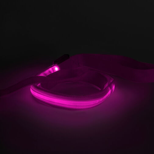 60026B • LED-es póráz - akkumulátoros - 120 x 2,5 cm - rózsaszín
