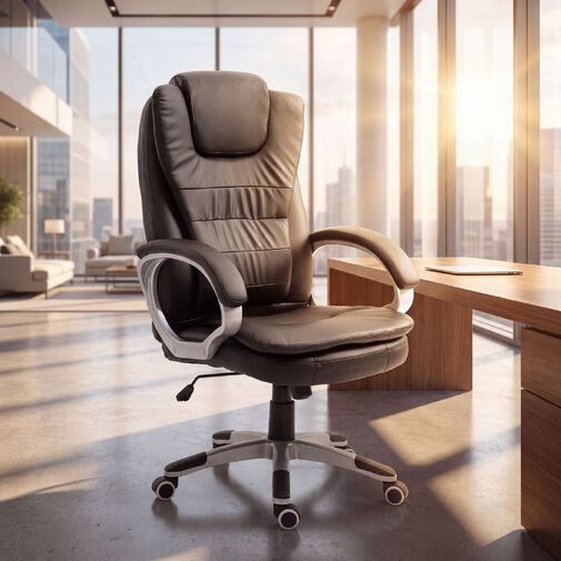 BMD1107BK • Irodai bőr forgószék - fekete