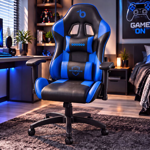 BMD1126BL • Gamer szék - fejtámlával, deréktámasszal - kék - 72 x 52 cm / 50 x 44 cm