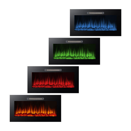 BW2024 • Elektromos beépíthető kandalló - hősugárzó + RGB LED - 91 x 15 x 48 cm