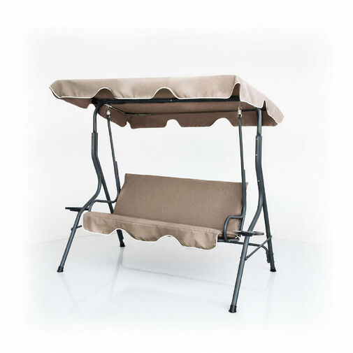 CMK0735 • Kerti hintaágy - 170 x 110 x 153 cm - sötét bézs - pohártartóval